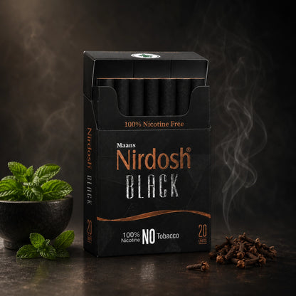 ミントとクローブを添えたNirdosh BLACKのイメージ画像。上質な香りを表現したビジュアル。